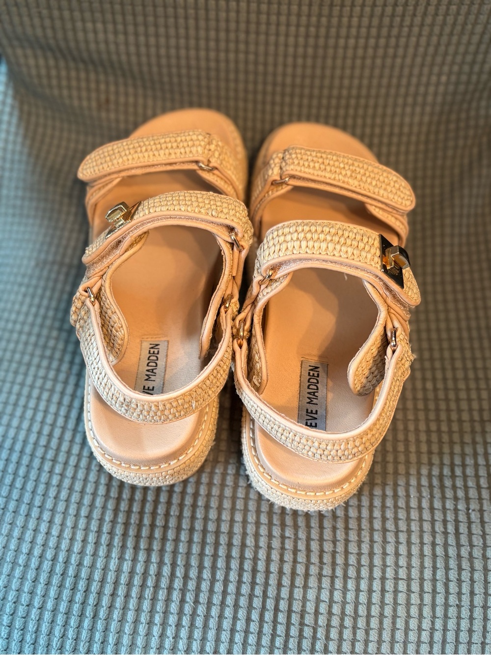 Steve Madden Beige Woven Strap Platform Sandals - Picture 4 of 5
